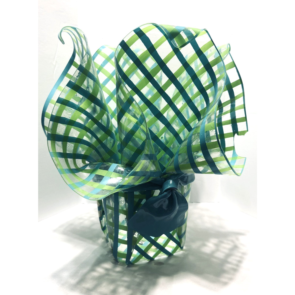 Lily‎ for Hangables Plastic Vase Wine Bucket Teal Green Bow Handmade USA Gift